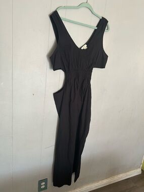 Maeve Anthropologie Black Cutout Midi Dress Size 1X Sleeveless Flowy